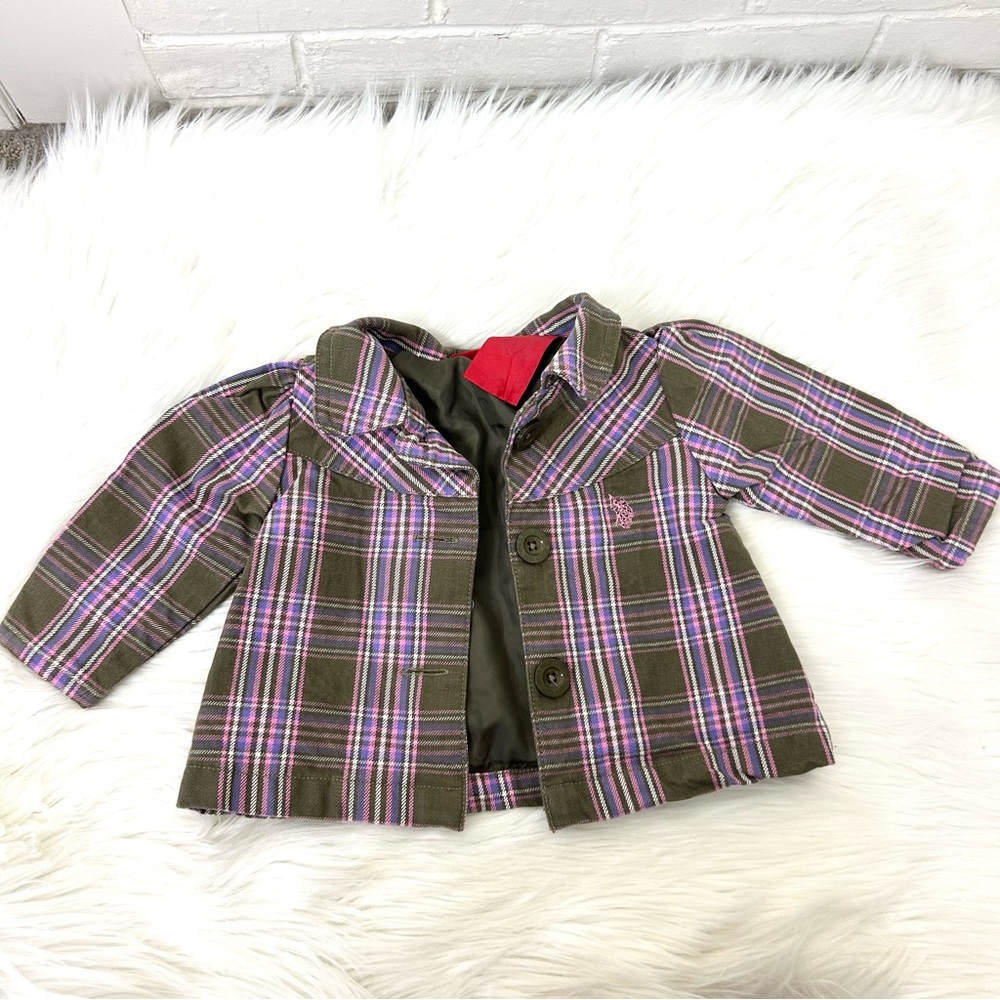 Vintage U.S. Polo Assn. Girls Plaid Cotton Jacket Size 18M